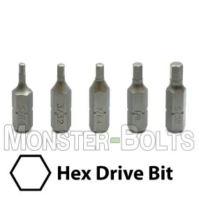 1-inch Hex Insert Drive Bits 1/4" Hex Shank Screwdriver / Drill Bits, S2 Steel