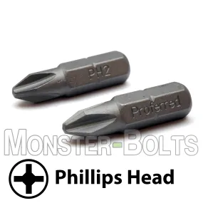 1-Inch Phillips Drive Bits 1/4" Hex Shank Screwdriver / Drill Bits, S2 Steel