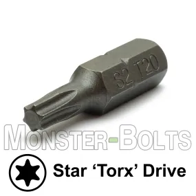 1-Inch Star (Torx) Hex Shank Screwdriver / Drill Bits, S2 Steel 1/4"