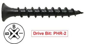 #10 x 1-1/2" Laminating Bugle Head Phillips Drywall Screws, Black Phosphate (Taiwan) - Proferred (Bulk)