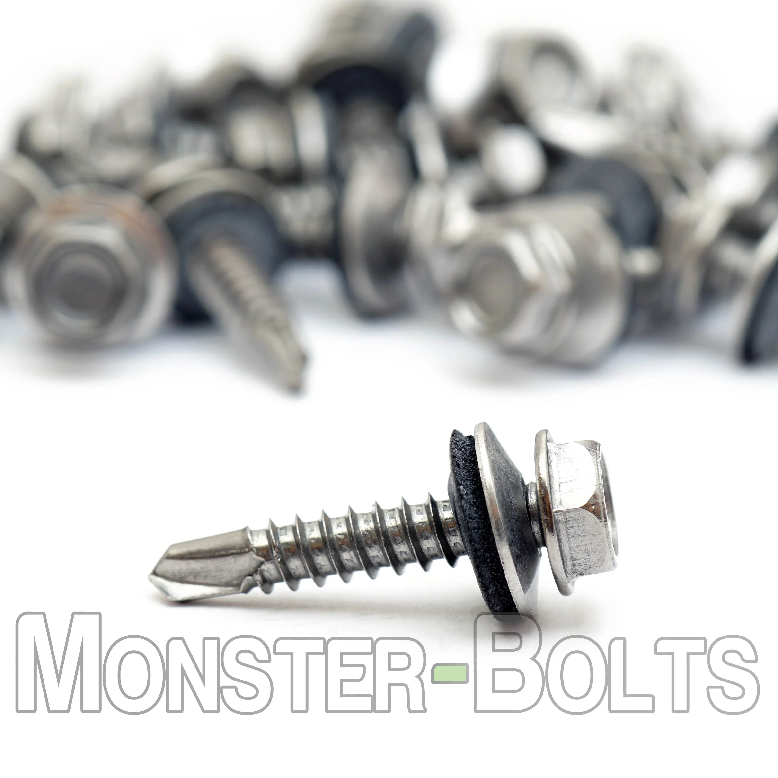 #12 Hardened Stainless Steel HWH w/ EPDM Sealing Washer, Self-Drilling TEK roofing screws