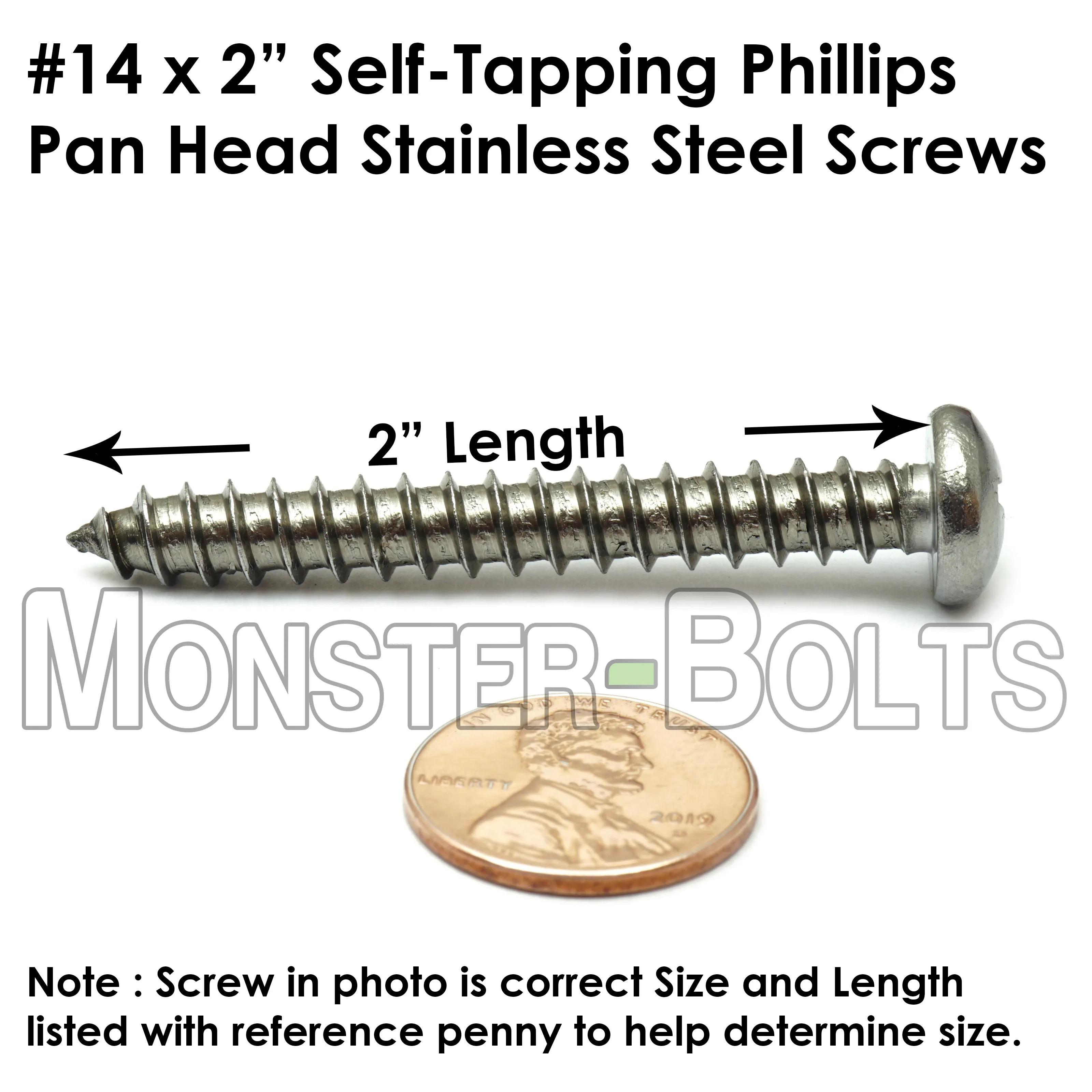 #14 Stainless Steel Phillips Pan Head Self-Tapping Type A Sheet Metal Screws 18-8