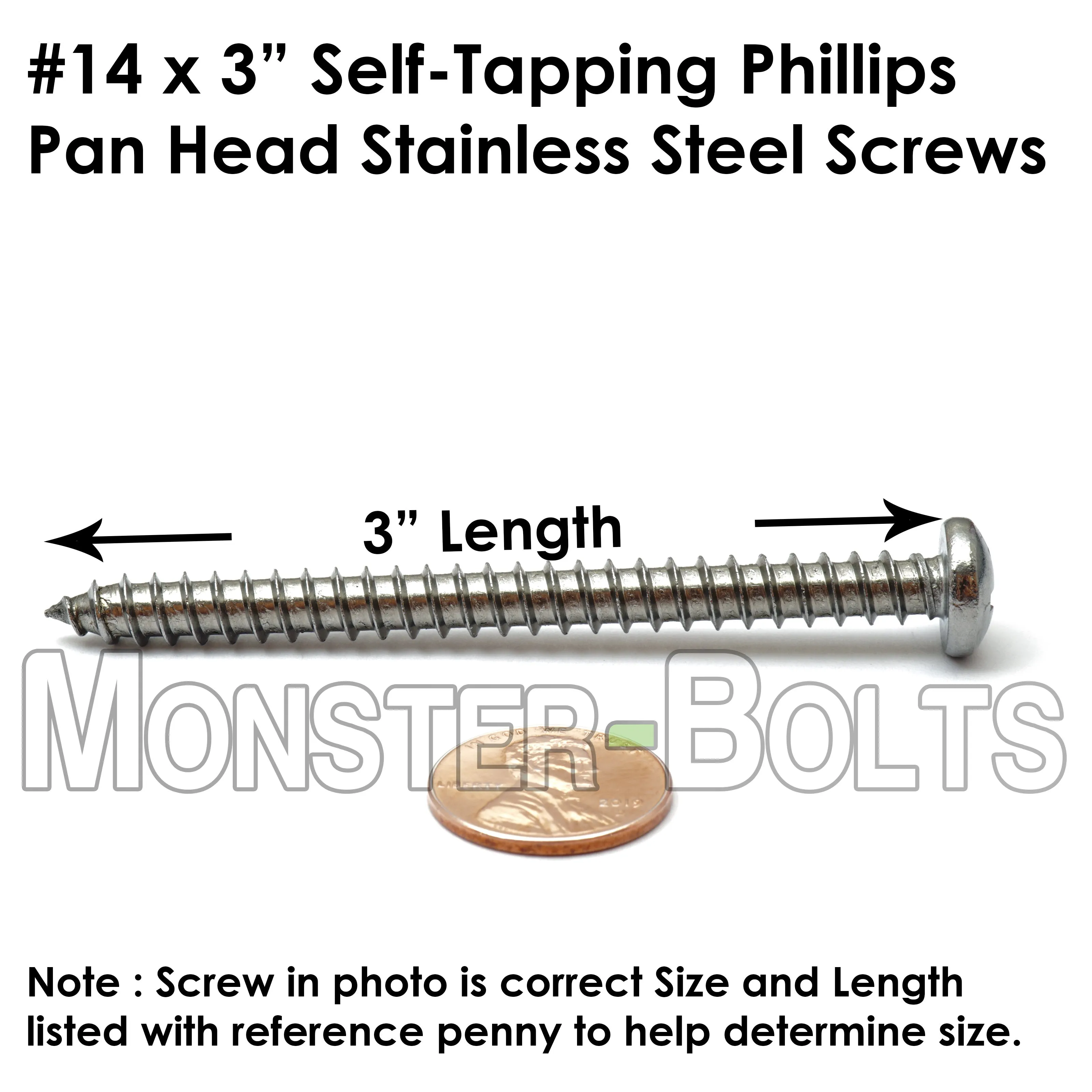 #14 Stainless Steel Phillips Pan Head Self-Tapping Type A Sheet Metal Screws 18-8