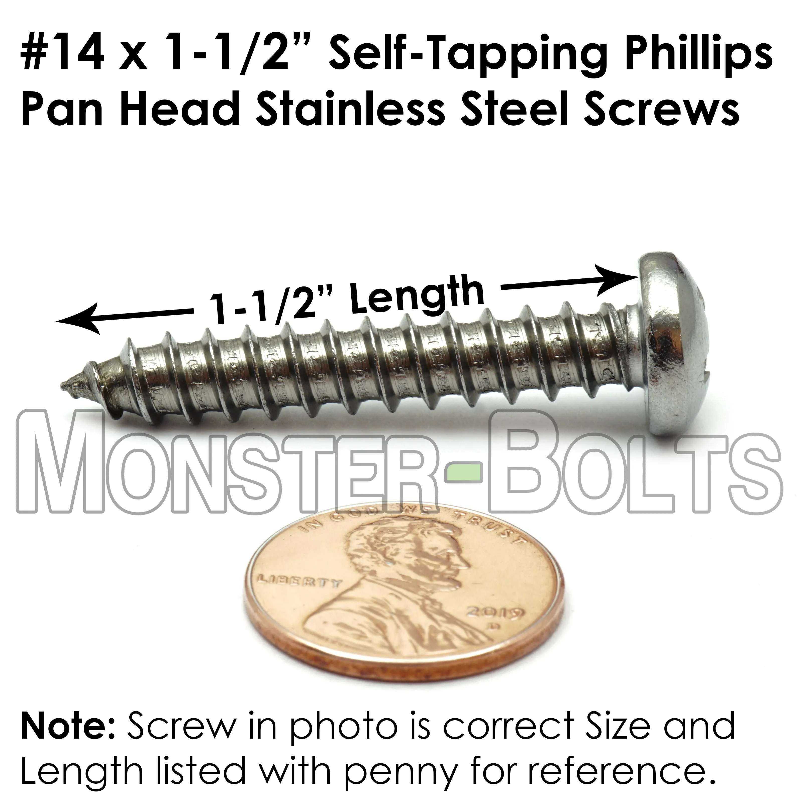 #14 Stainless Steel Phillips Pan Head Self-Tapping Type A Sheet Metal Screws 18-8