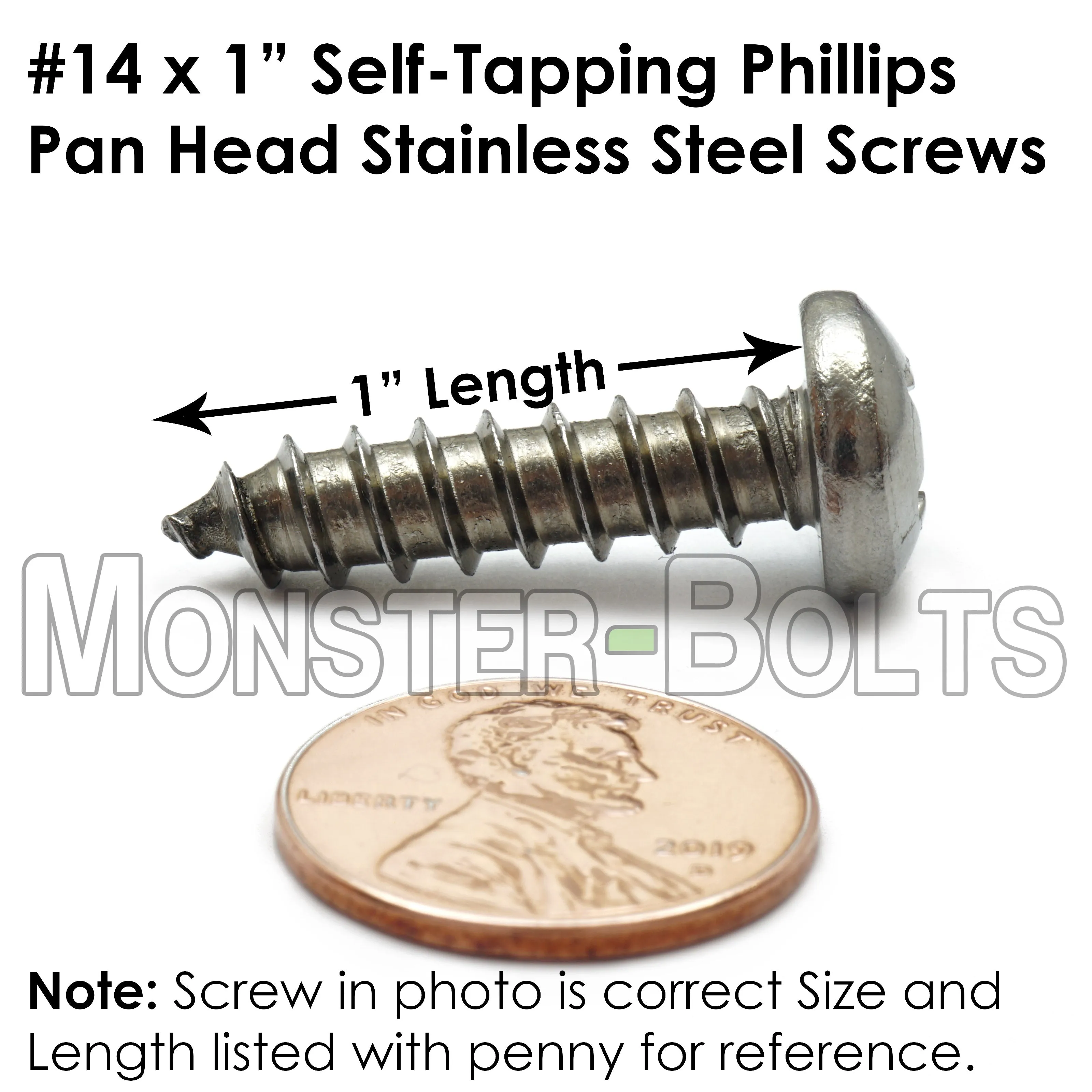 #14 Stainless Steel Phillips Pan Head Self-Tapping Type A Sheet Metal Screws 18-8