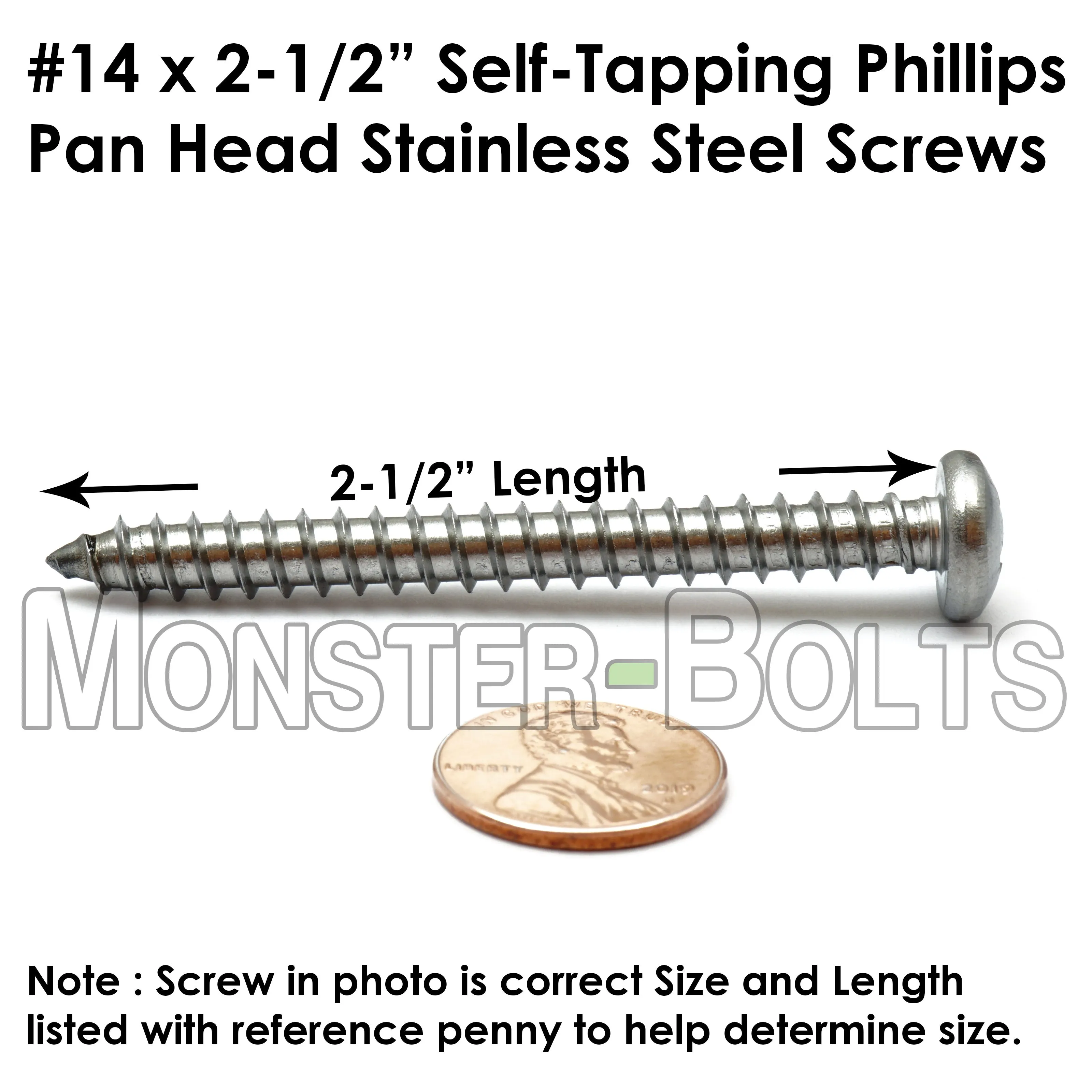 #14 Stainless Steel Phillips Pan Head Self-Tapping Type A Sheet Metal Screws 18-8