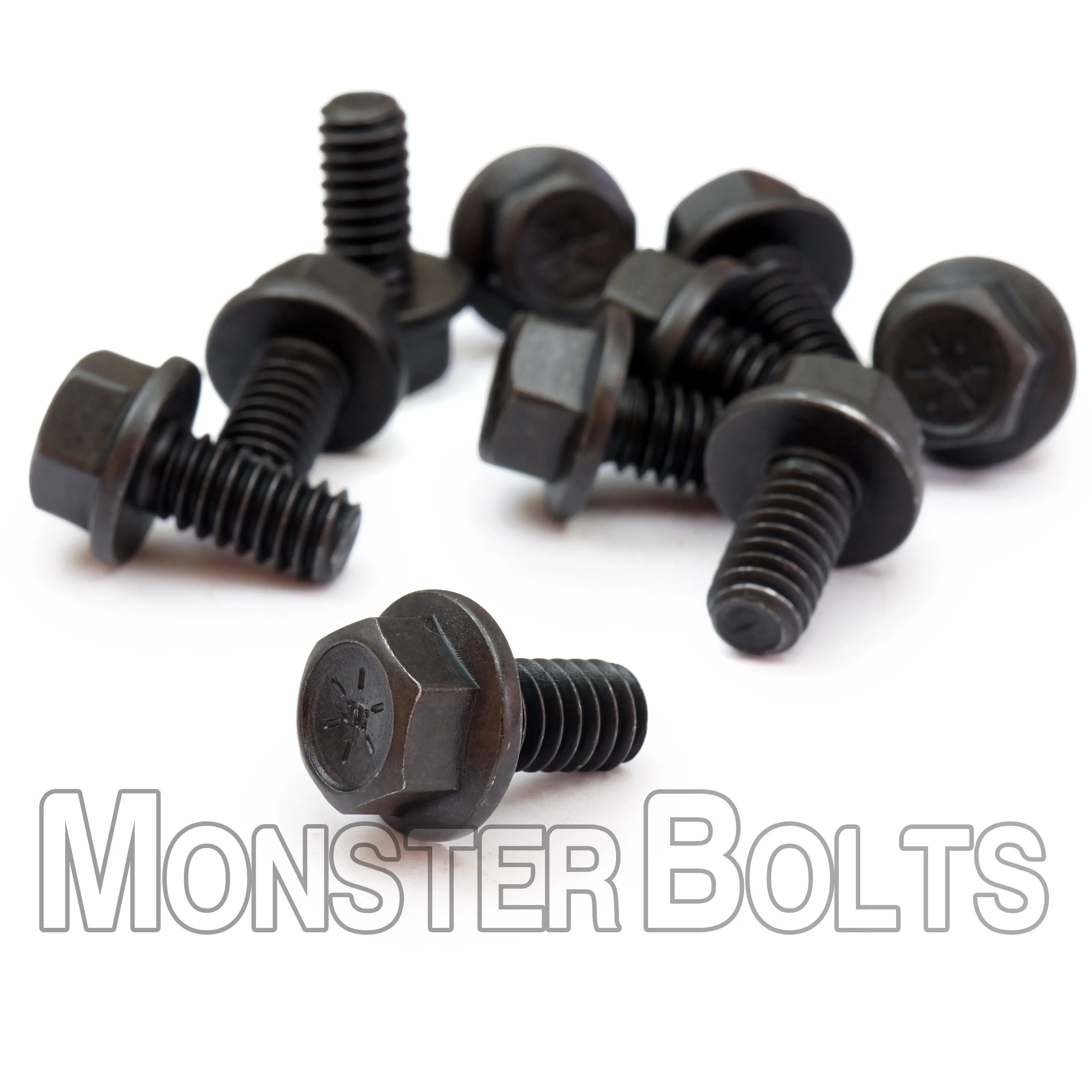 1/4"-20 Grade 8 Indented Hex Flange Screws (Frame Bolts) ?C Black Phosphate & Oil
