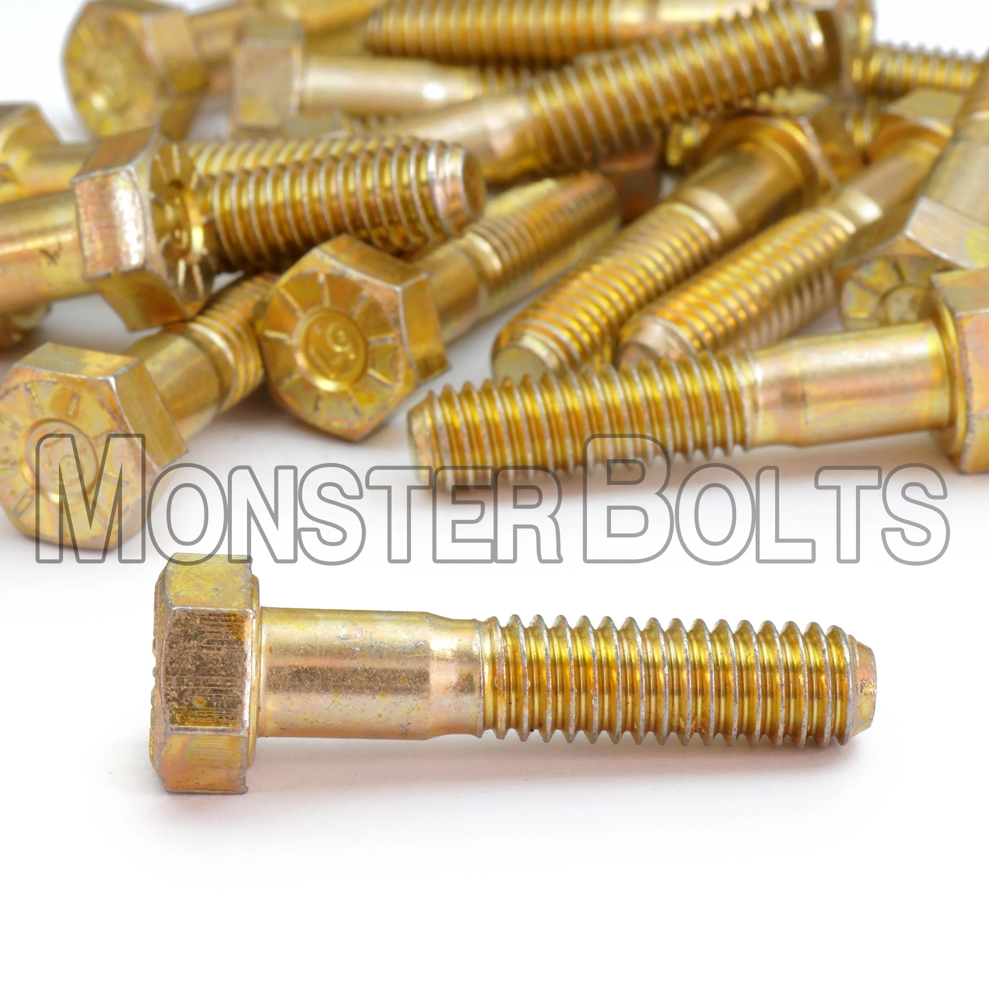 1"-14 L9 Hex Head Cap Screw ?C Fine (UNS) Thread Alloy Steel Zinc Yellow CR 3 (Made in U.S.A.)