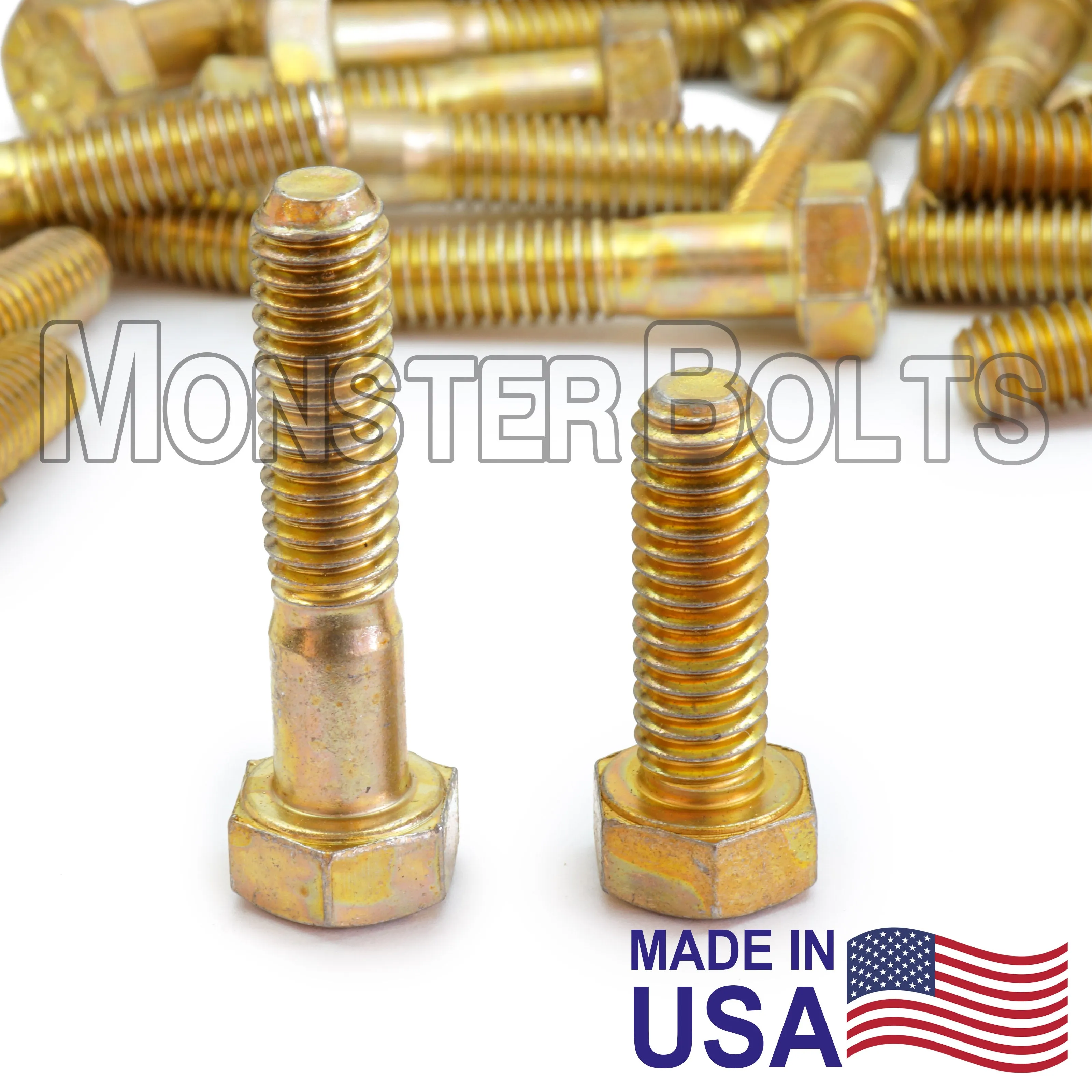 1"-14 L9 Hex Head Cap Screw ?C Fine (UNS) Thread Alloy Steel Zinc Yellow CR 3 (Made in U.S.A.)