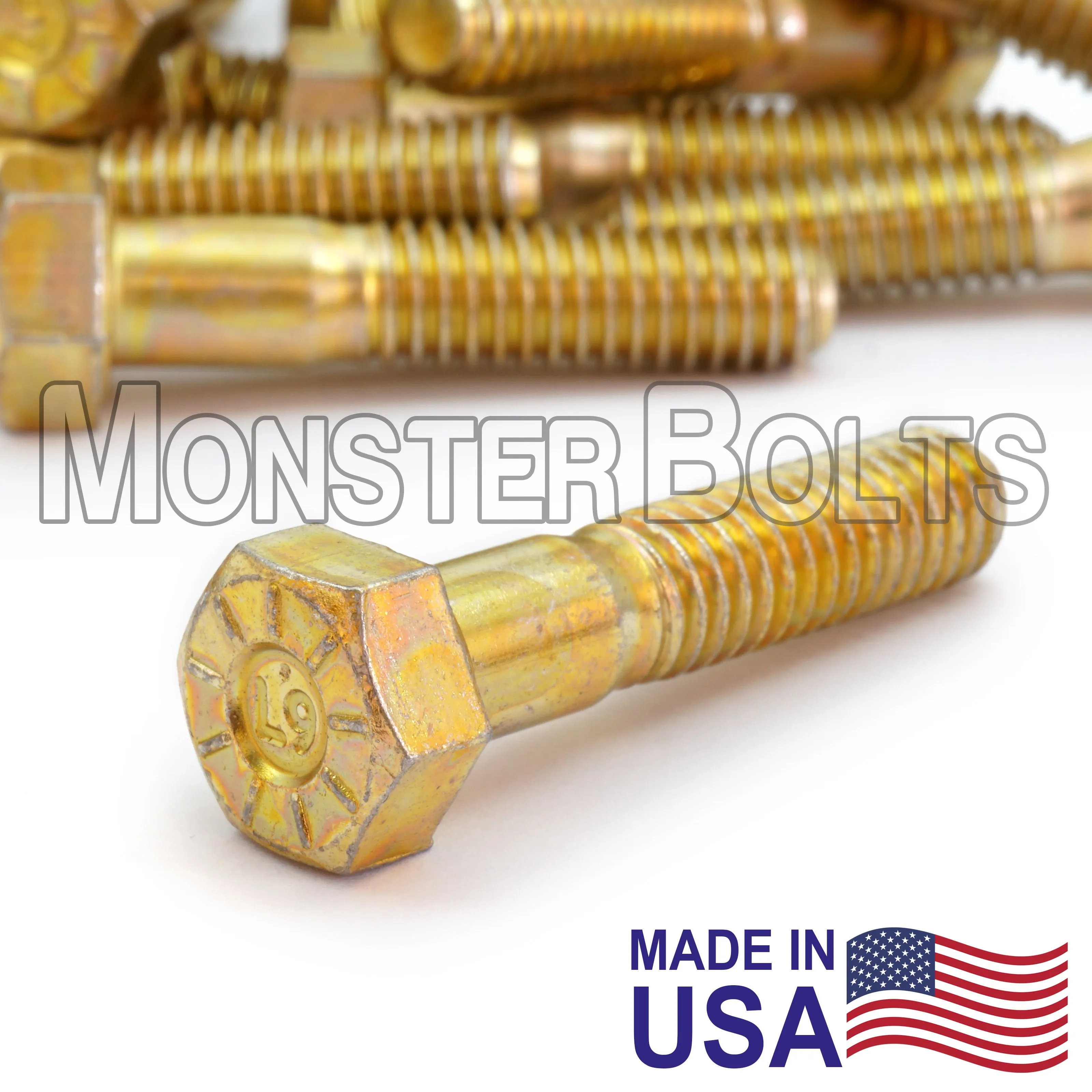 1"-14 L9 Hex Head Cap Screw ?C Fine (UNS) Thread Alloy Steel Zinc Yellow CR 3 (Made in U.S.A.)