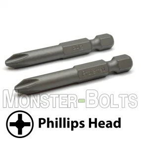 2-Inch Phillips Drive Bits 1/4" Hex Shank Screwdriver / Drill Bits, S2 Steel