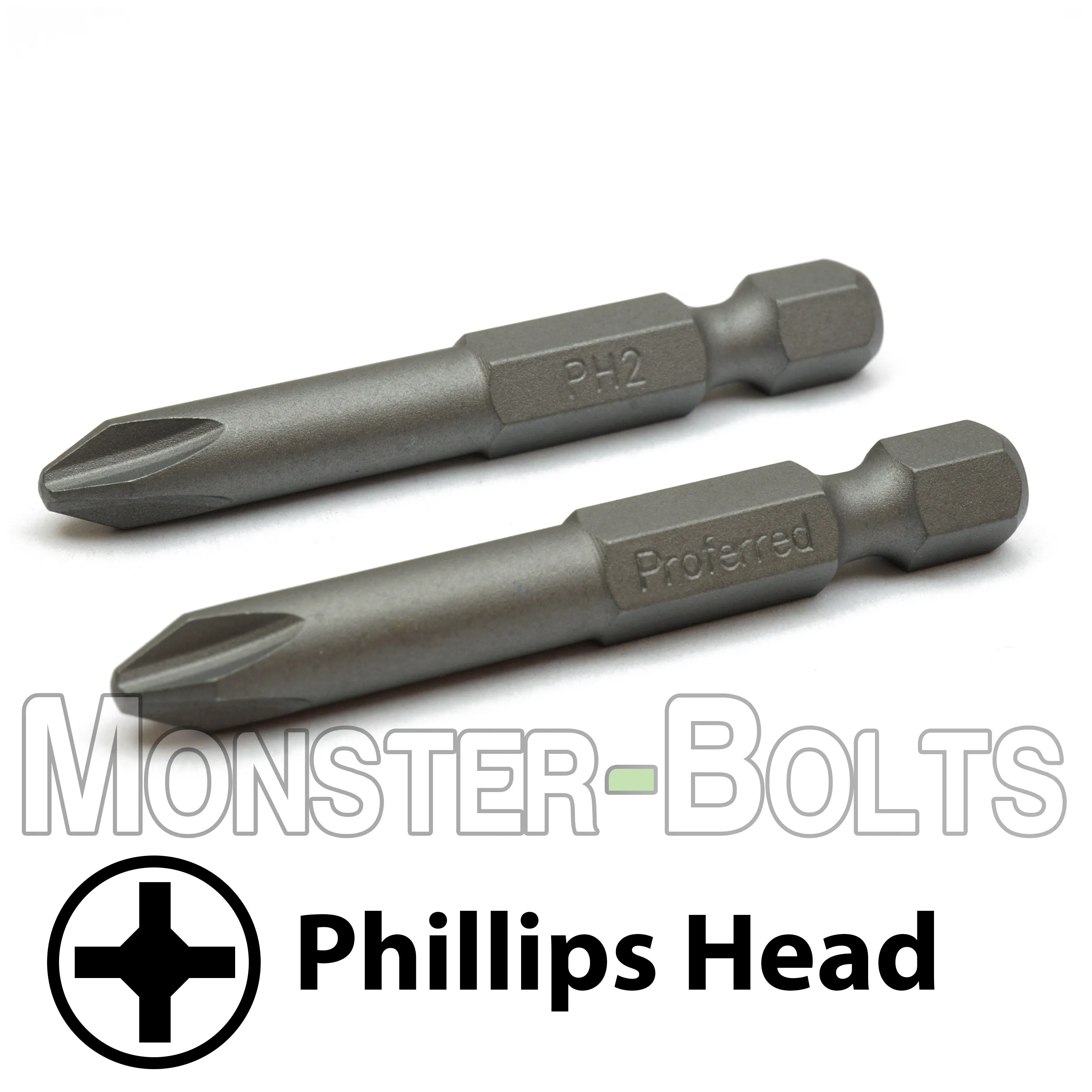 2-Inch Phillips Drive Bits 1/4" Hex Shank Screwdriver / Drill Bits, S2 Steel