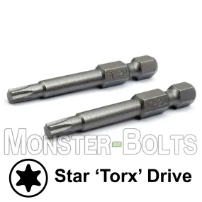 2-Inch Star (Torx) Hex Shank Screwdriver / Drill Bits, S2 Steel 1/4"