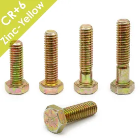 3/8"-16 Hex Cap Bolts / screws Grade 8 Alloy Steel, Zinc-Yellow