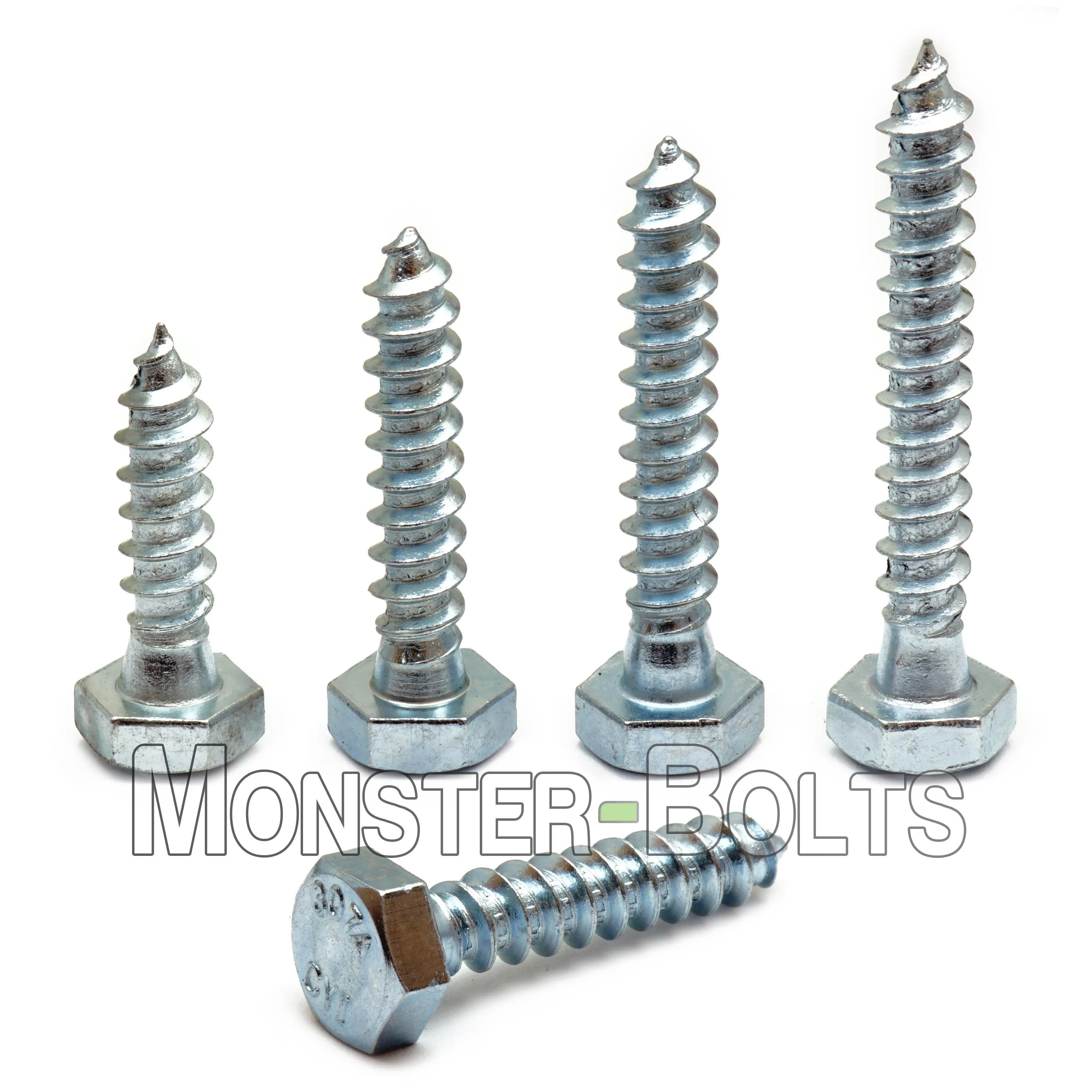 3/8" Hex Lag Bolts / Lag Screws, Zinc Plated steel Cr 3 RoHS compliant