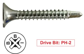 #6-20 & #8-18 Bugle Head Phillips Self-Drilling Screws (#2 Point), Proferred Zinc CR 3 (Bulk)