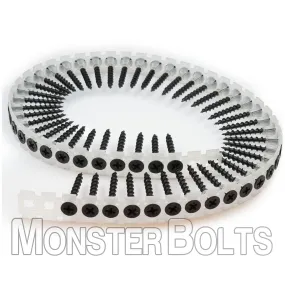 #6-9 Bugle Head Phillips Coarse Thread Collated Drywall Screws, Black Phosphate (Taiwan) - Proferred Drywallerz? (Bulk)