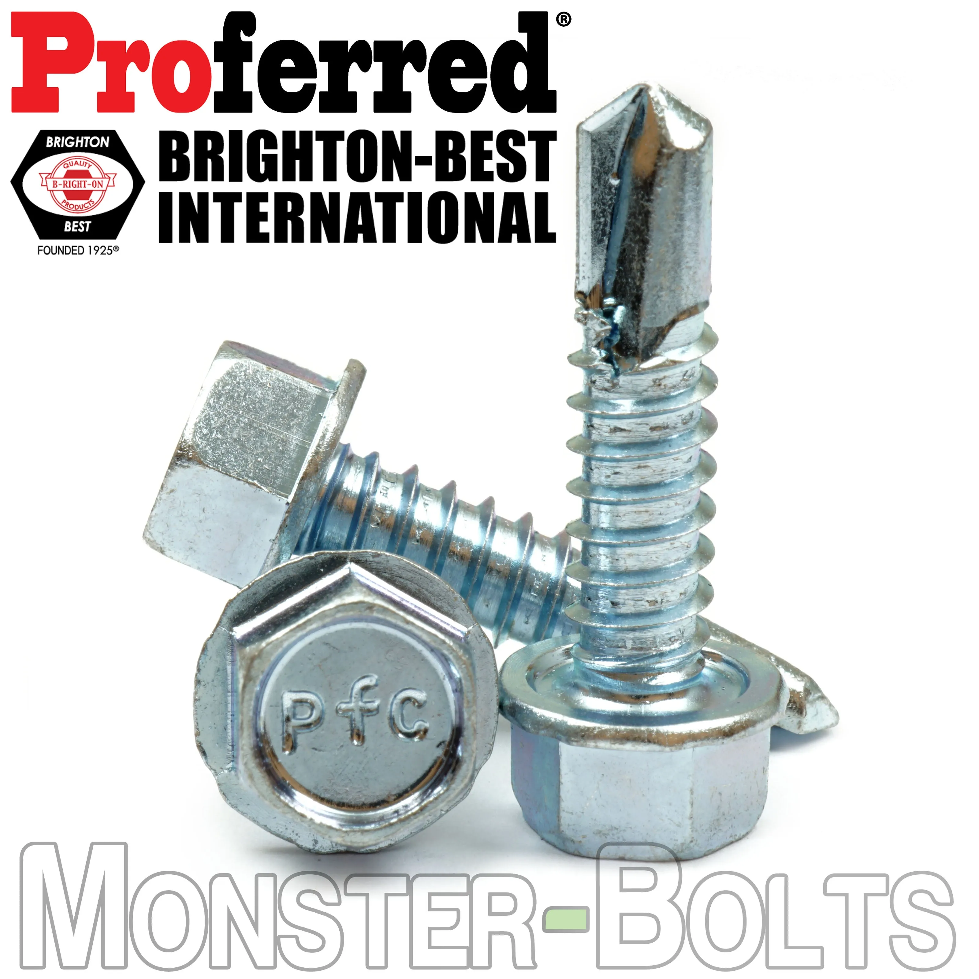 #6 Zinc Self-Drilling Tek Screws, Hex Washer Head