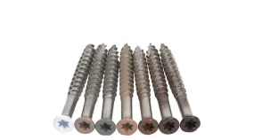 7 x 1-5/8 COLOR TRIM FINISH HEAD STAINLESS-TORX DECK SCREWS T-15 Torx (Star) Drive 305 Stainless Steel Trim Head with Nibs to Countersink Type-17 Cutting Point
