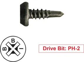 #7 x 7/16" Pan Framing Head Phillips Drywall Screws (#2 Sharp Point), Proferred Black Phosphate (Bulk)