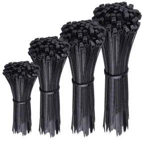 Assorted Black Nylon Cable Zip Ties 4", 7", 11" & 14" | Made In The USA, 400 Qty BCP908
