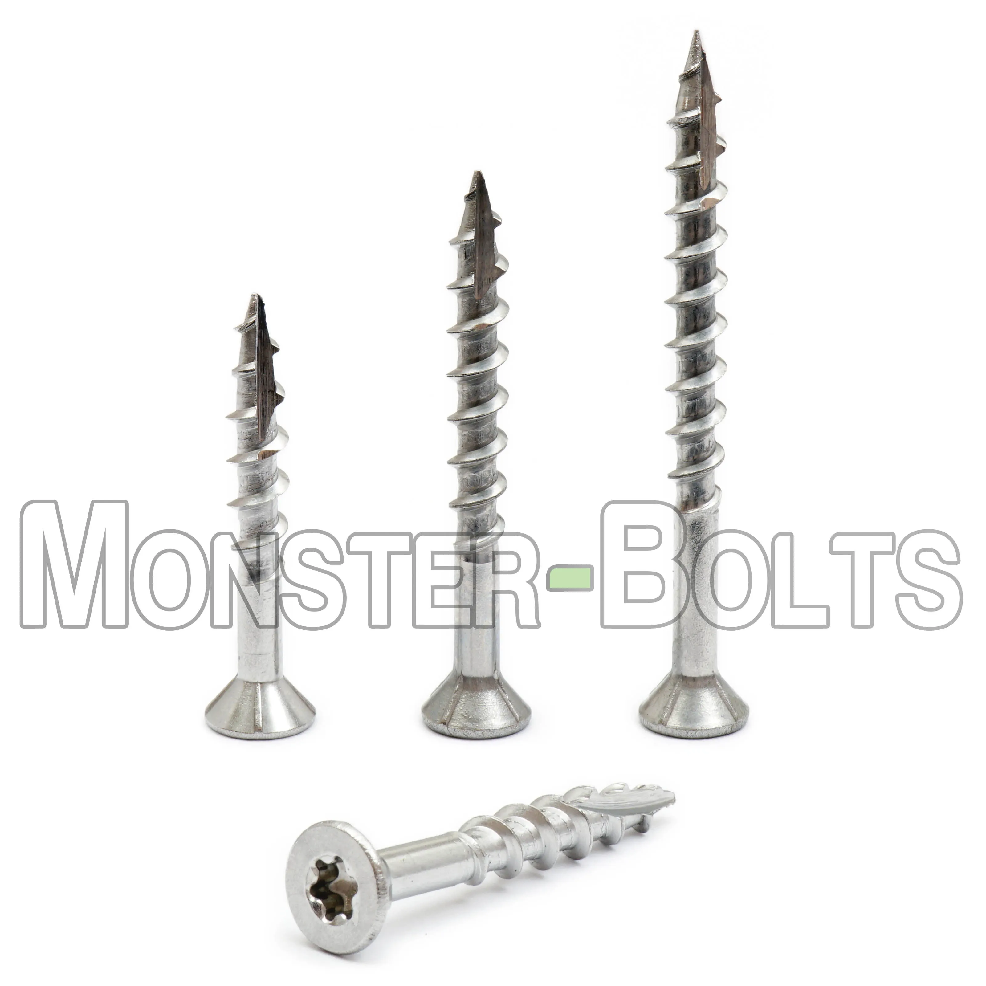B-Stock #12 x 4" Star (Torx) Drive Flat Head w/ Nibs, 305 Stainless Steel Coarse Thread Type '17' point, Wood / Deck Screws