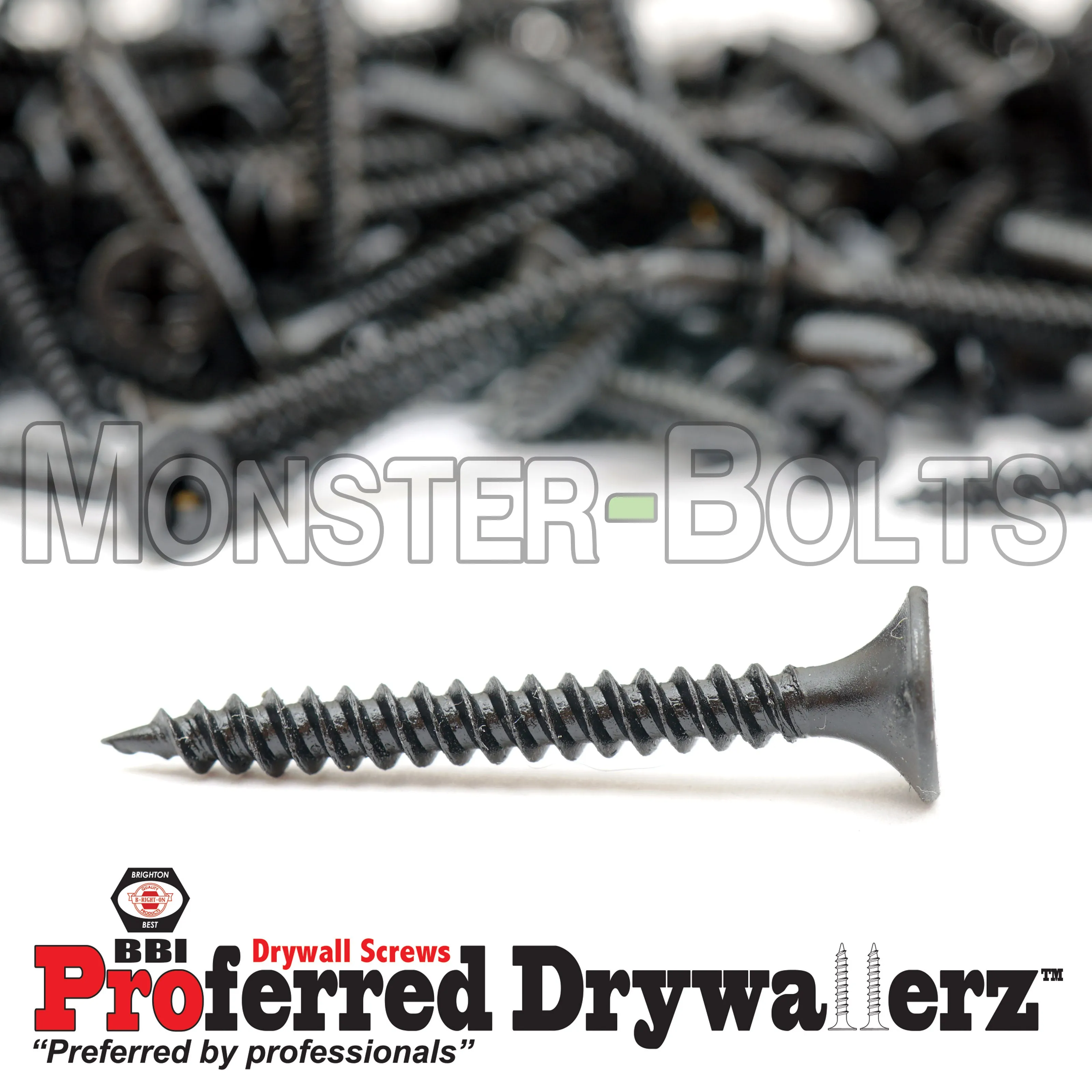 Bugle Head Phillips Fine Thread Drywall Screws, Black Phosphate (Taiwan) - Proferred Drywallerz? (Bulk)