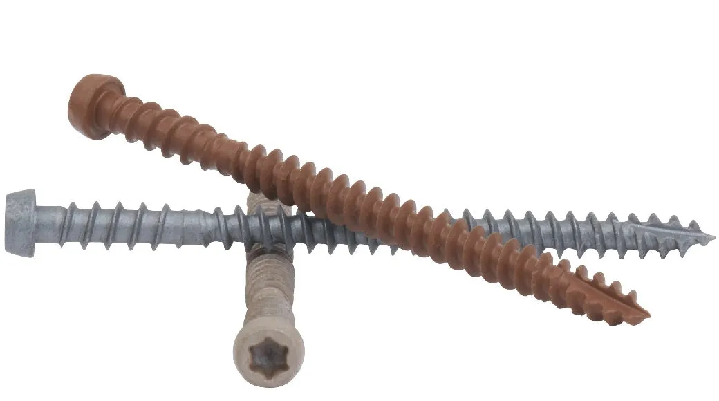 COMPOSITE DECK SCREWS T-20 Torx (Star) Drive SKT Plated Steel Dual Thread Design