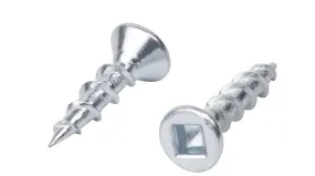 FLAT HEAD DEEP THREAD SCREWS #2 SQUARE DRIVE Zinc Plated