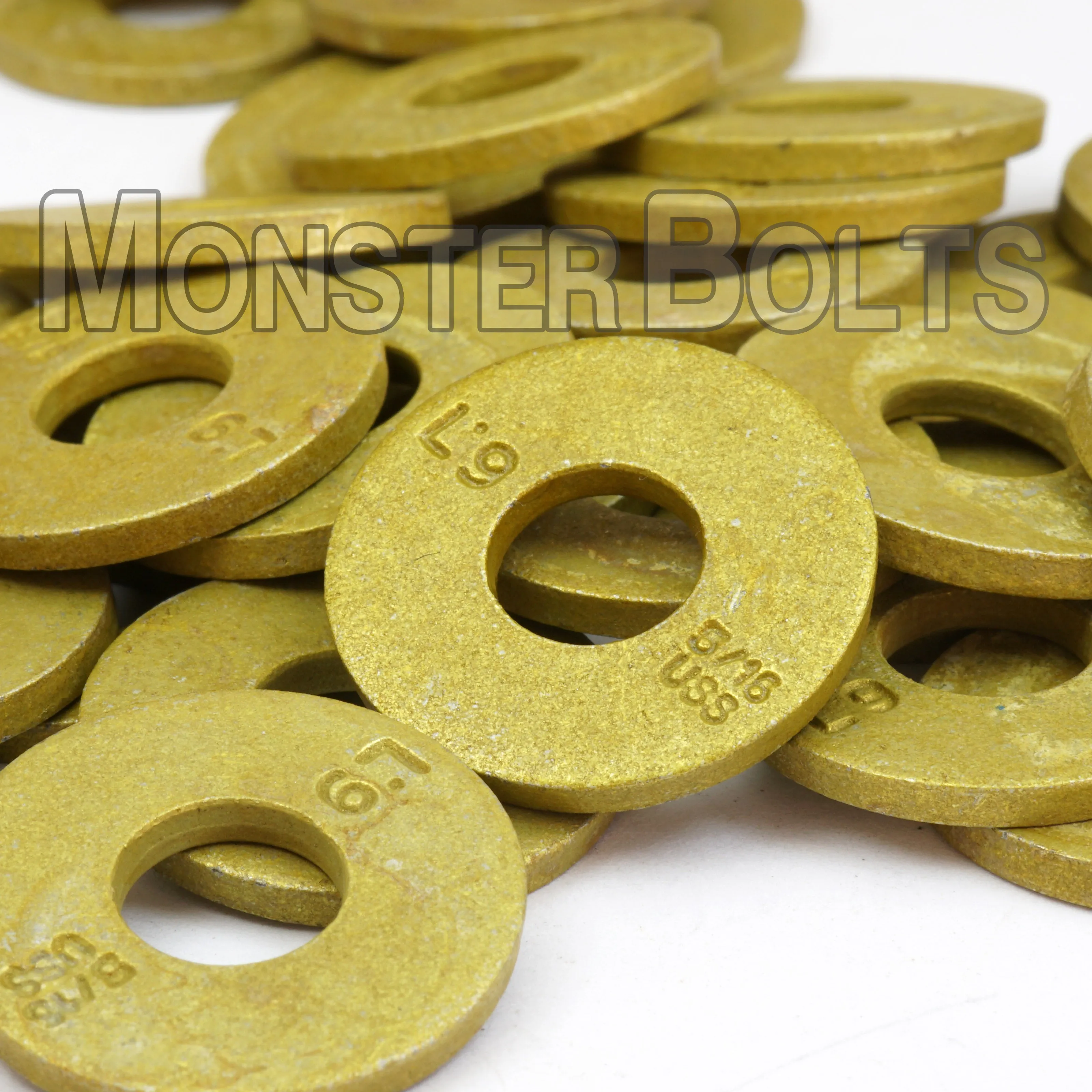 L9 USS Tension Flat Washers ?C Alloy Steel Zinc Yellow CR 3 (Made in U.S.A.)