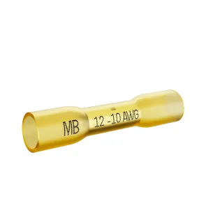 MonsterBolts Heat Shrink Crimp Butt Connectors, Sealed Waterproof, Yellow 12-10 AWG