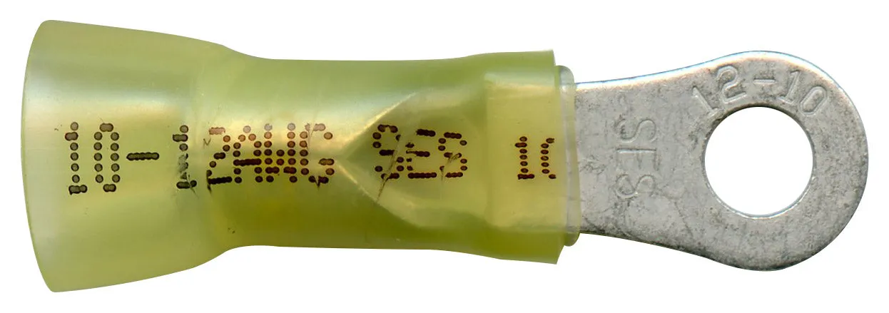 NSPA Krimpa-Seal Long Neck Ring Terminal ?C Yellow (12-10 AWG)