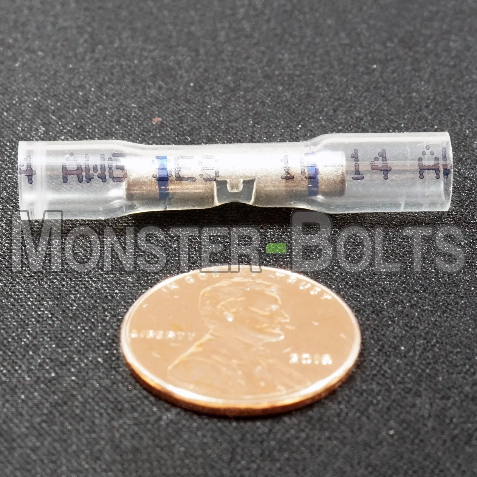 NSPA OptiSeal Waterproof Butt Connectors, Crystal Clear Tubing w/ Blue Stripes, 14-16 AWG.