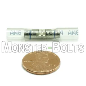 NSPA OptiSeal Waterproof Butt Connectors, Crystal Clear Tubing w/ Blue Stripes, 14-16 AWG.