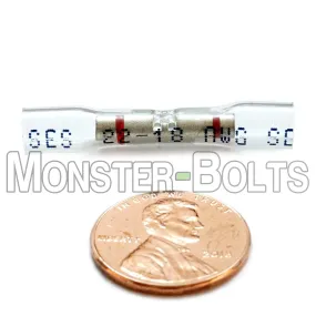 NSPA OptiSeal Waterproof Butt Connectors, Crystal Clear Tubing w/ Red Stripes, 22-18 AWG.