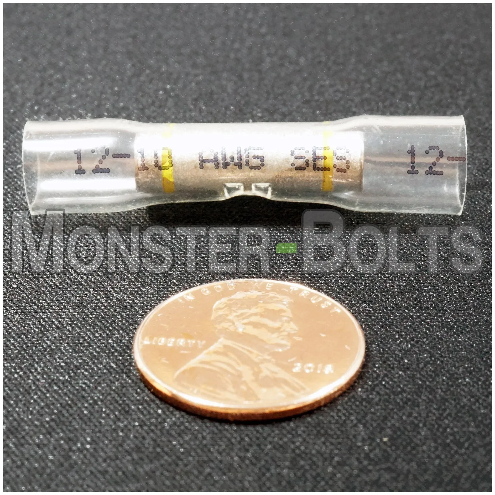NSPA OptiSeal Waterproof Butt Connectors, Crystal Clear Tubing w/ Yellow Stripe, 10-12 AWG.