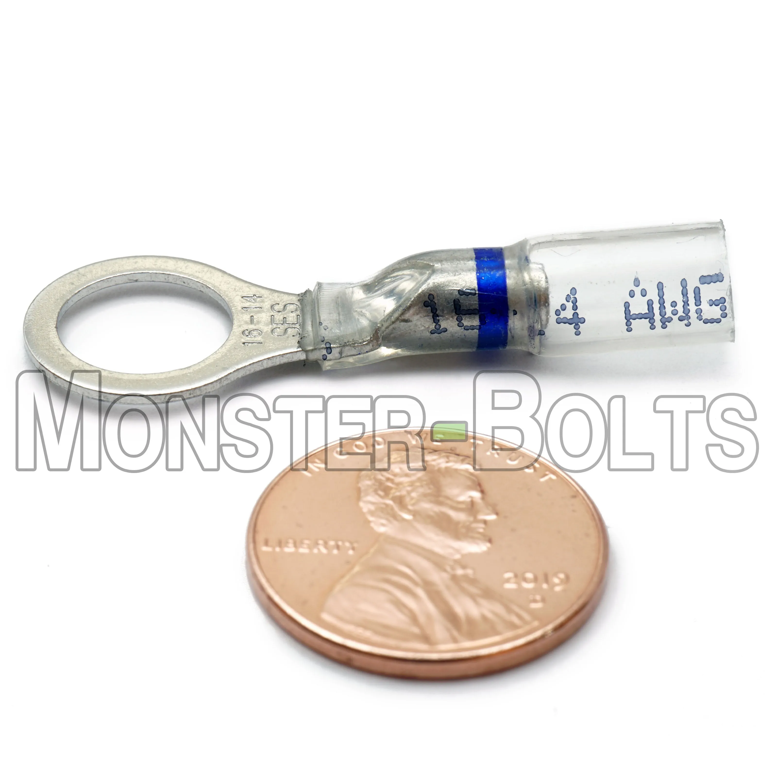 NSPA OptiSeal Waterproof Crimp and Seal Ring Terminals, Blue 14-16 AWG