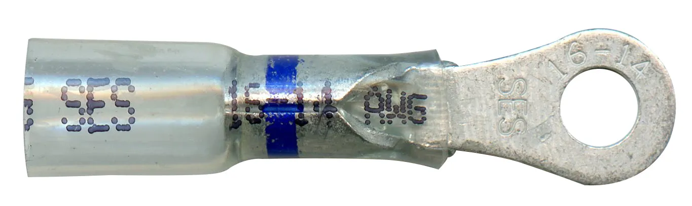 NSPA OptiSeal Waterproof Crimp and Seal Ring Terminals, Blue 14-16 AWG