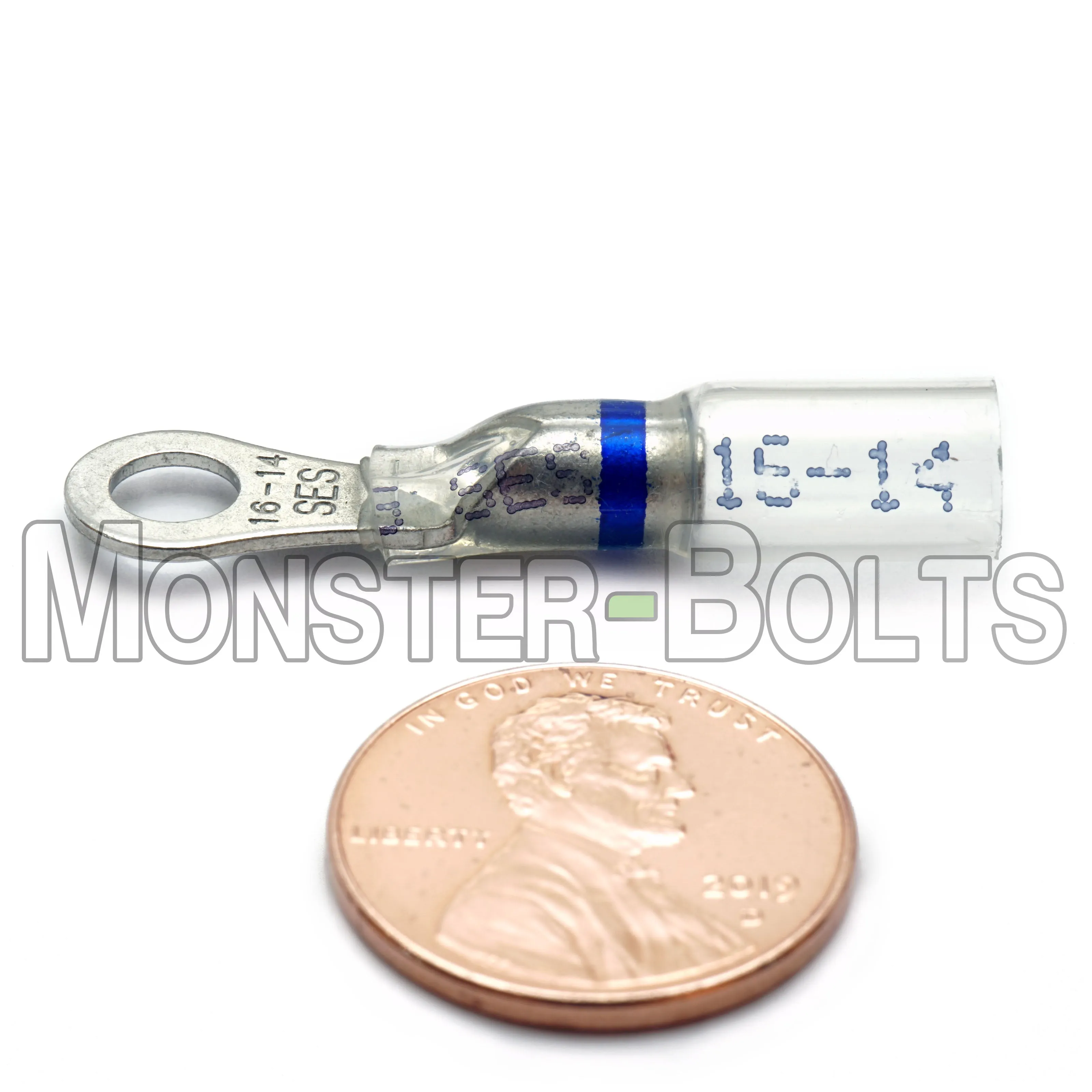 NSPA OptiSeal Waterproof Crimp and Seal Ring Terminals, Blue 14-16 AWG