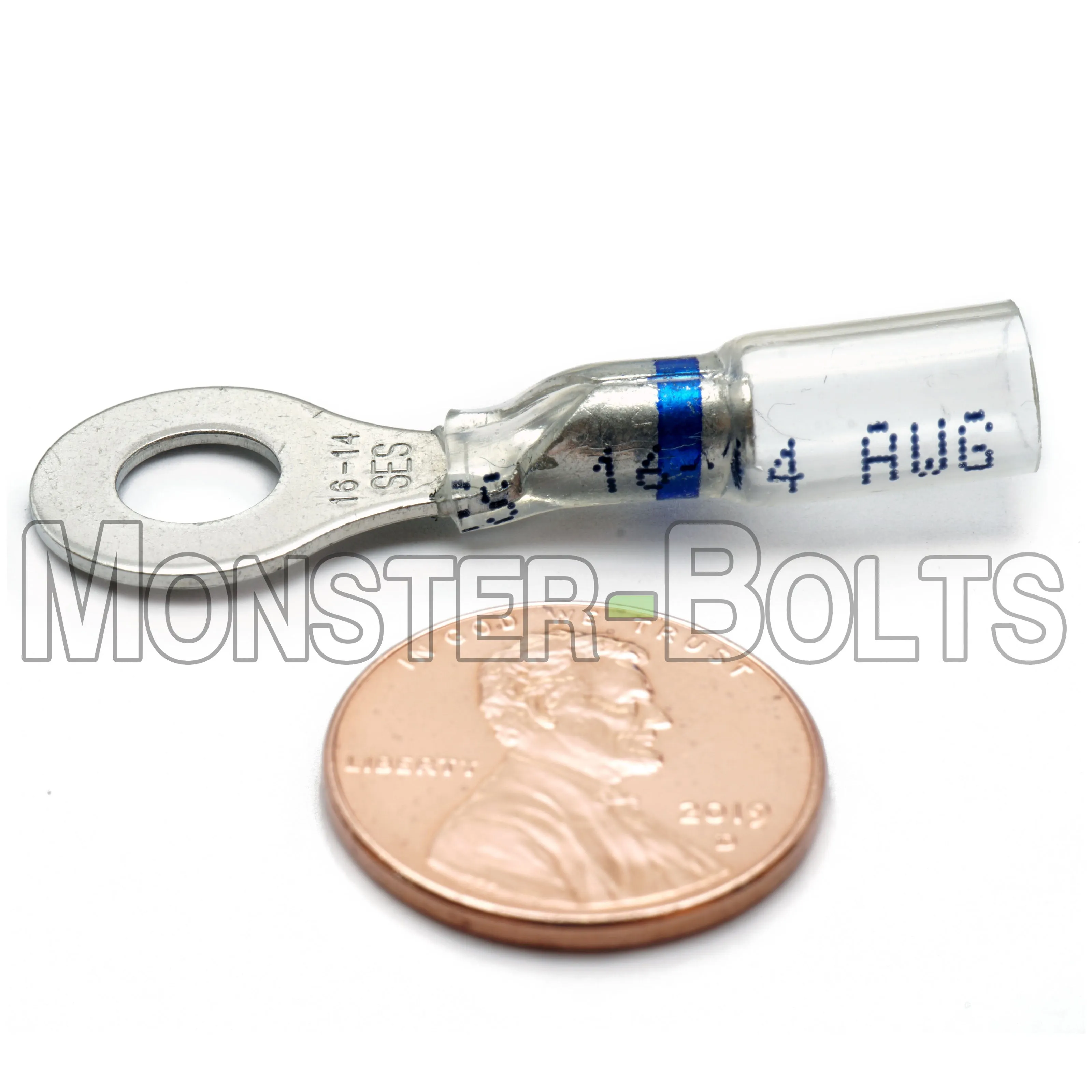 NSPA OptiSeal Waterproof Crimp and Seal Ring Terminals, Blue 14-16 AWG