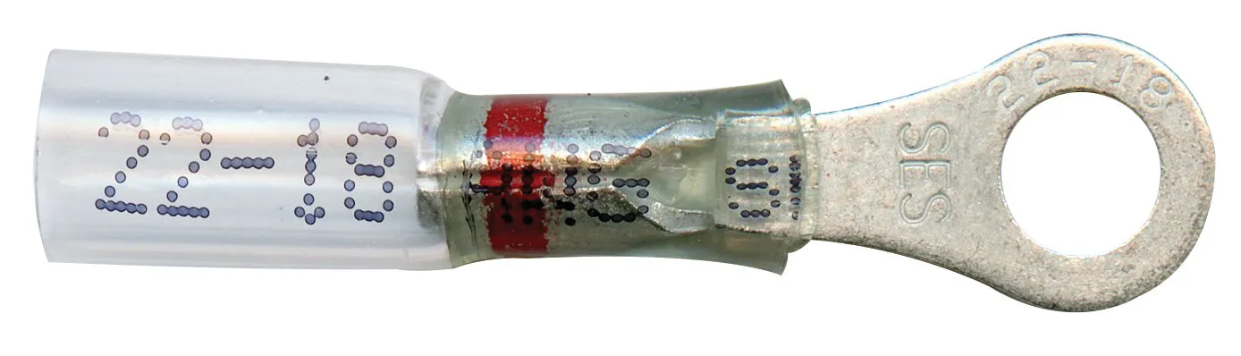 NSPA OptiSeal Waterproof Crimp and Seal Ring Terminals, Red 18-22 AWG