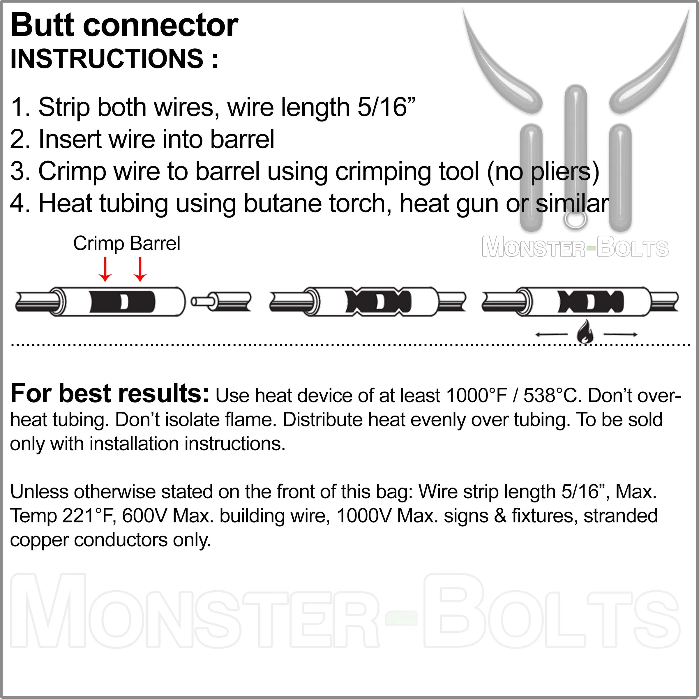 NSPA OptiSeal Waterproof Crimp Step Down Butt Connectors, Blue/Yellow 16-14 to 12-10 AWG