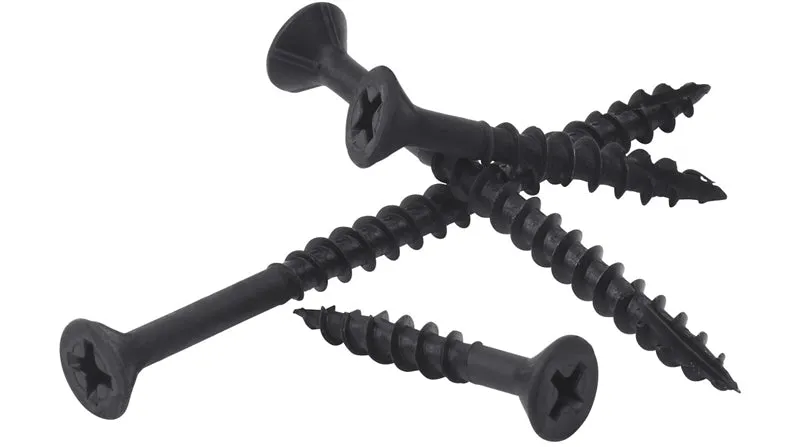 PHILLIPS-BLACK Assembly Screws DEEP THREADS #2 PHILLIPS DRIVE BLACK OXIDE PLATED Flat Head with Nibs Type-17 Drilling Point