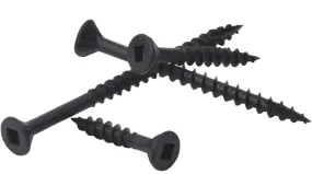 SQUARE-BLACK Assembly Screws DEEP THREADS #2 SQUARE DRIVE BLACK OXIDE PLATED Flat Head with Nibs Type-17 Drilling Point