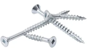 SQUARE-ZINC Assembly Screws DEEP THREADS #2 SQUARE DRIVE ZINC PLATED Flat Head with Nibs Type-17 Drilling Point
