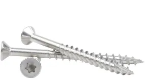 STAINLESS-TORX DECK SCREWS T-20 & T-25 Torx (Star) Drive 305 Stainless Steel Flat Head with Nibs to Countersink Type-17 Cutting Point