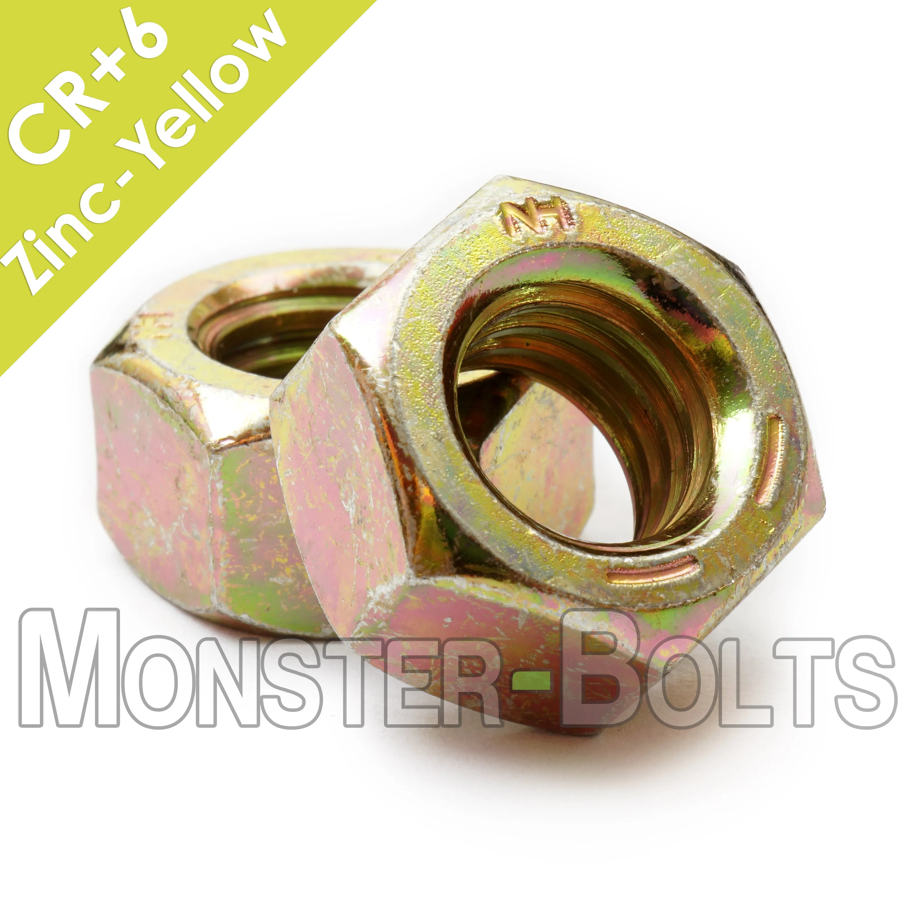 U.S. / Inch - Finished Hex Nuts, Grade 8 Zinc-Yellow, Med Carbon Steel