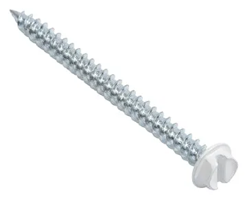 WHITE COLOR HEAD SELF PIERCING SCREWS Sharp Double Lead Thread 1/4 Slotted Hex Washer Head Zinc Plated